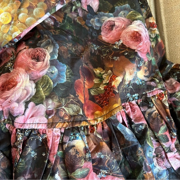 BEST NEW Selkie The Genevieve Foxglove Lace Up Midi Cotton Dress - Black Floral - Picture 7 of 13